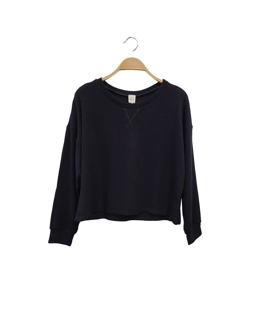 Sweater Weather Waffle Knit - Black