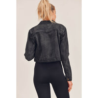 Drawstring Crop Denim Jacket
