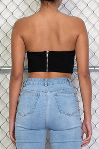 Black Mesh & Boned Corset Crop