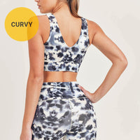 Inkblot Kaleidoscope Print Sports Bra -Curvy