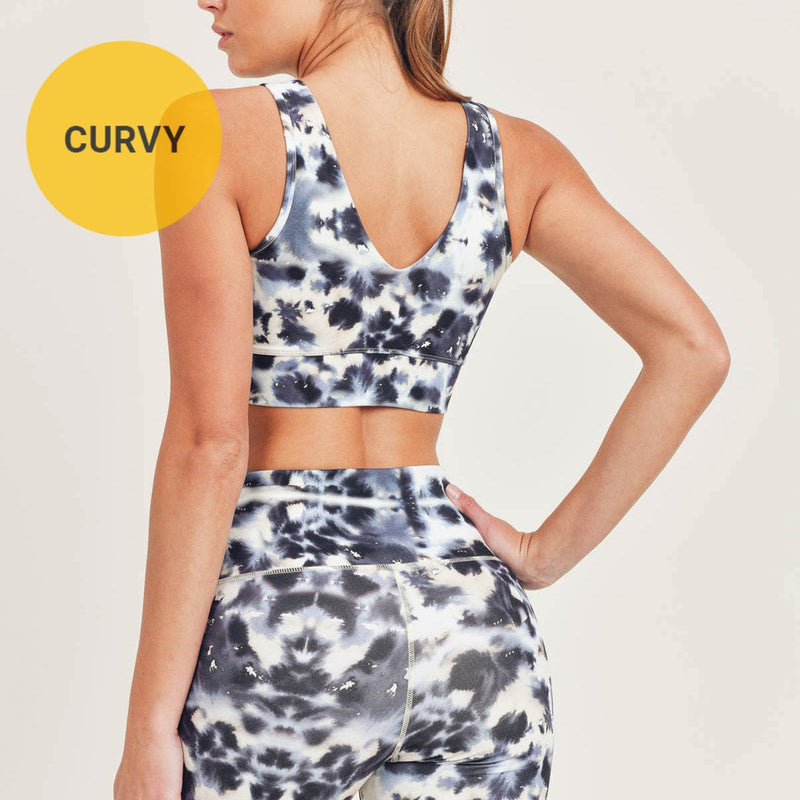 Inkblot Kaleidoscope Print Sports Bra -Curvy