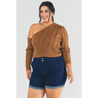 Off The Shoulder Sweater - Camel Brown