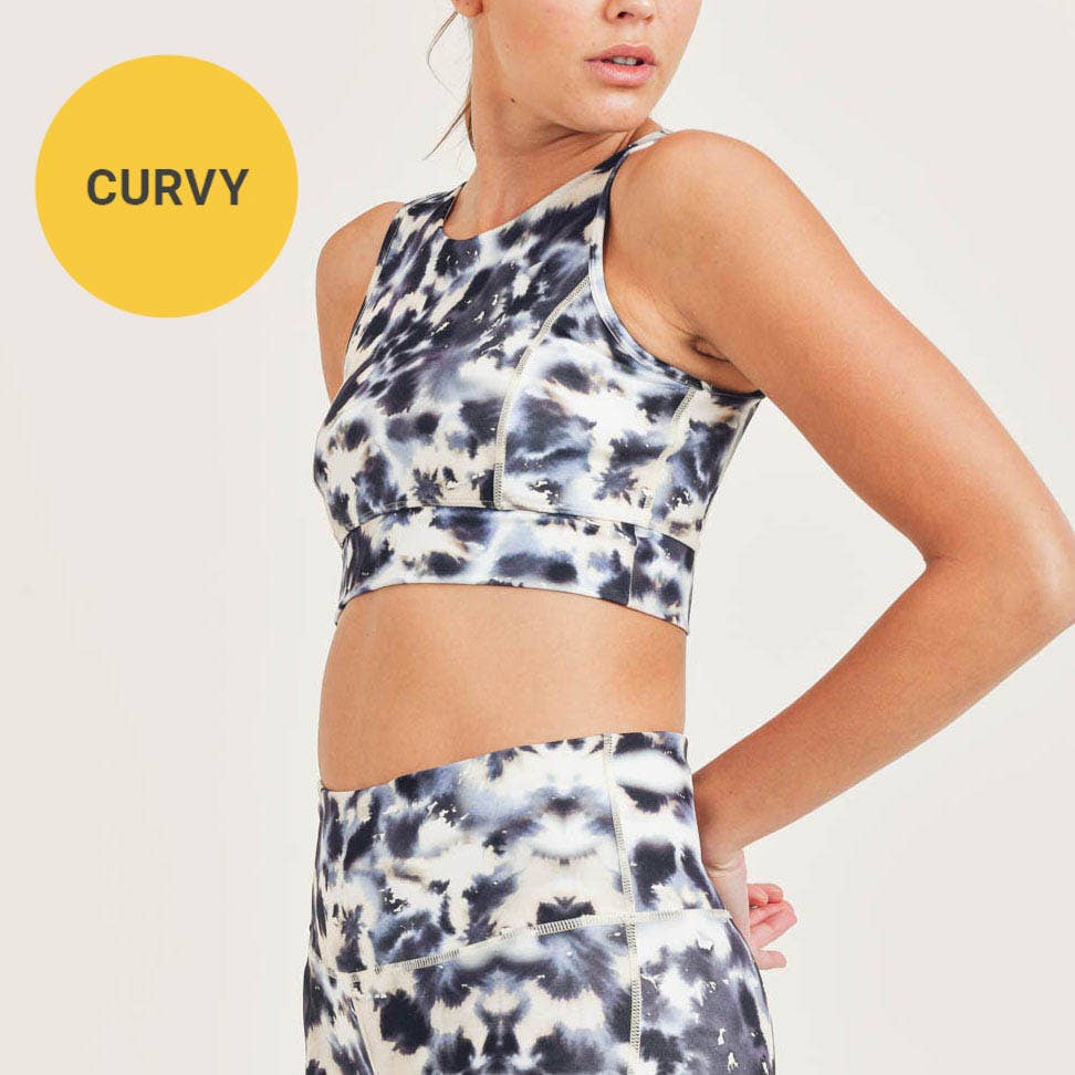 Inkblot Kaleidoscope Print Sports Bra -Curvy