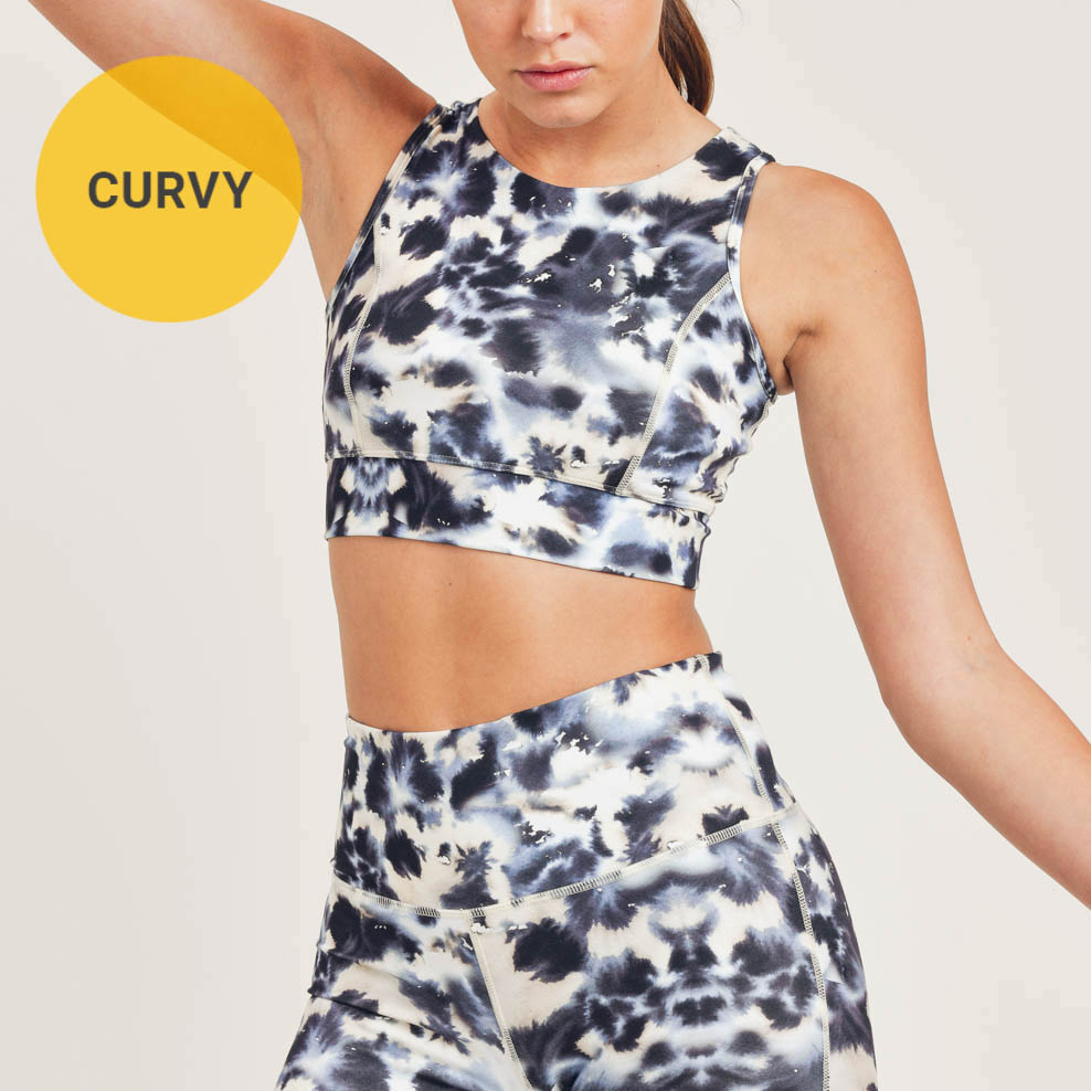 Inkblot Kaleidoscope Print Sports Bra -Curvy