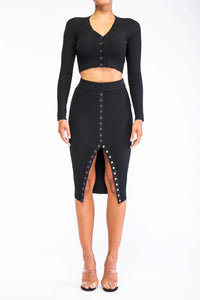 Knit Ribbed Top and Skirt Matching Set