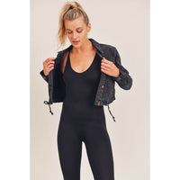 Drawstring Crop Denim Jacket